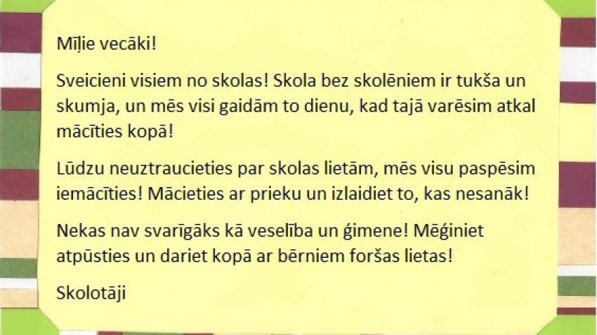 Mīļie vecāki!