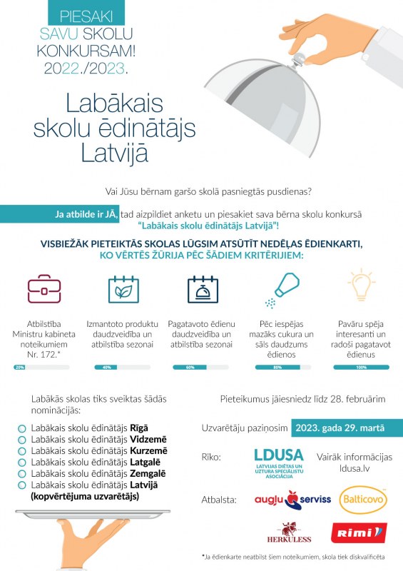 Konkurss “Labākais skolu ēdinātājs Latvijā”